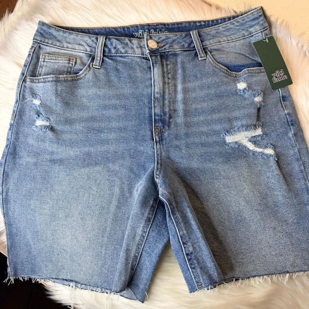 Wild Fable Distressed Bermuda Denim Jean Shorts Size 10